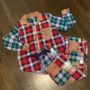 Aerie by American Eagle cheetah plaid patchwork pajamas